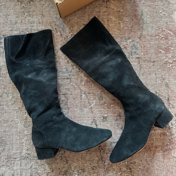 Doen Cannes Black Suede Knee-High Women's Boots sz 40/9 - Picture 2 of 5
